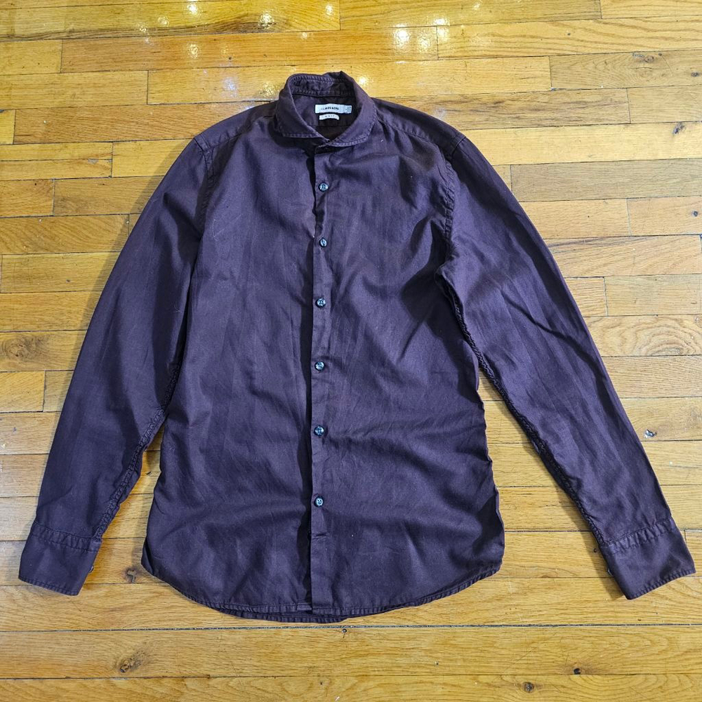 J.Lindeberg Men's Burgundy Slim Fit Button Down Shirt Size Small